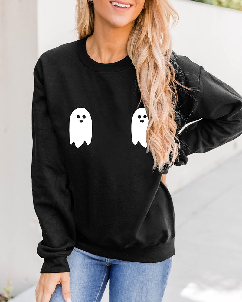 halloween long sleeve graphic print sweatshirt