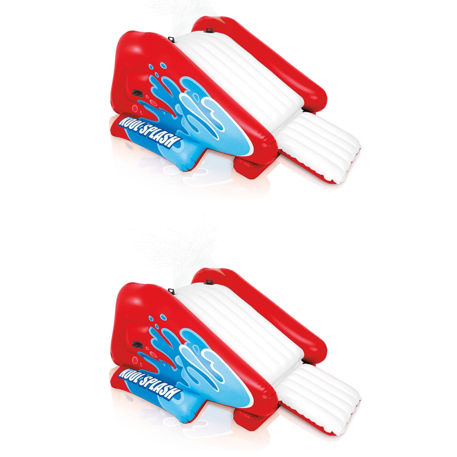 intex kool splash inflatable pool slide play center with sprayer, red (2 pack)