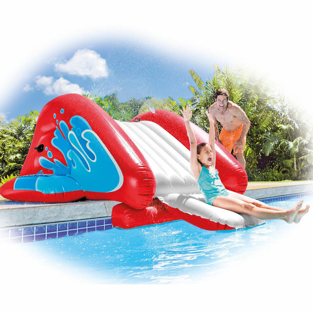 intex kool splash inflatable pool slide play center with sprayer, red (2 pack)