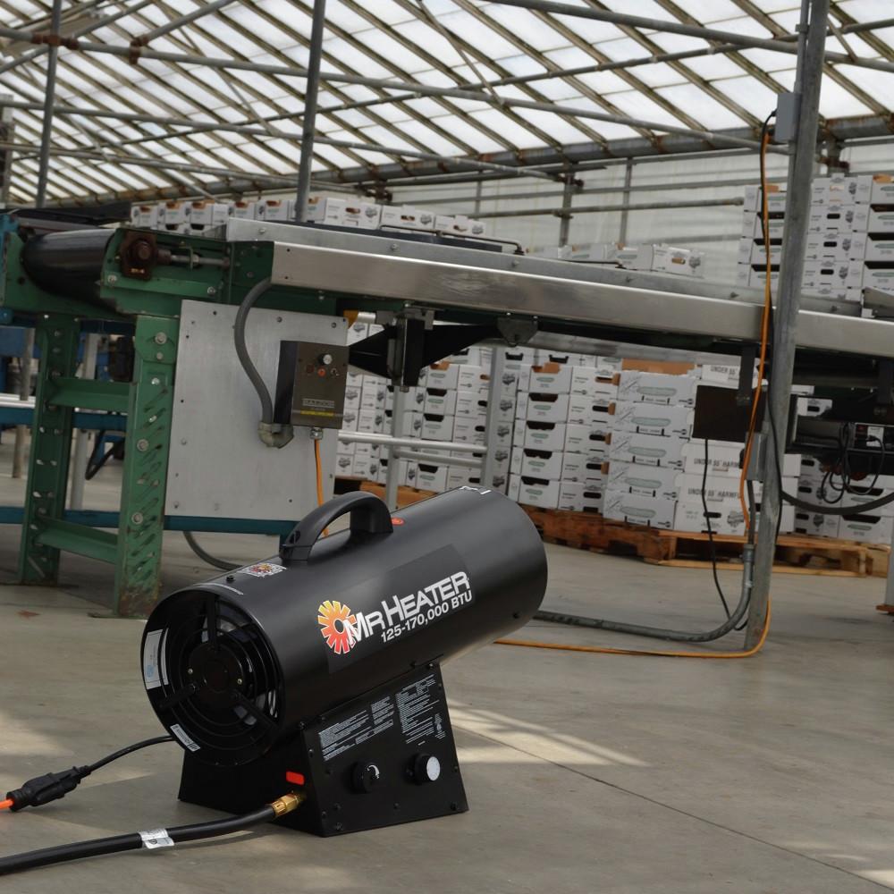 Mr. Heater Forced Air Propane Heater 125K-170K BTU, Heats 4,000 Sq Ft