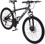 DREAMQJ 26 inch Mountain Bike for Men Women Carbon Steel Bicycle 21 Speed Bicycle Adult Mountain Bike Student Outdoors Unisex Bike Full Suspension MTB Bike for Cycling Mountain Bicycles (Black Gray)