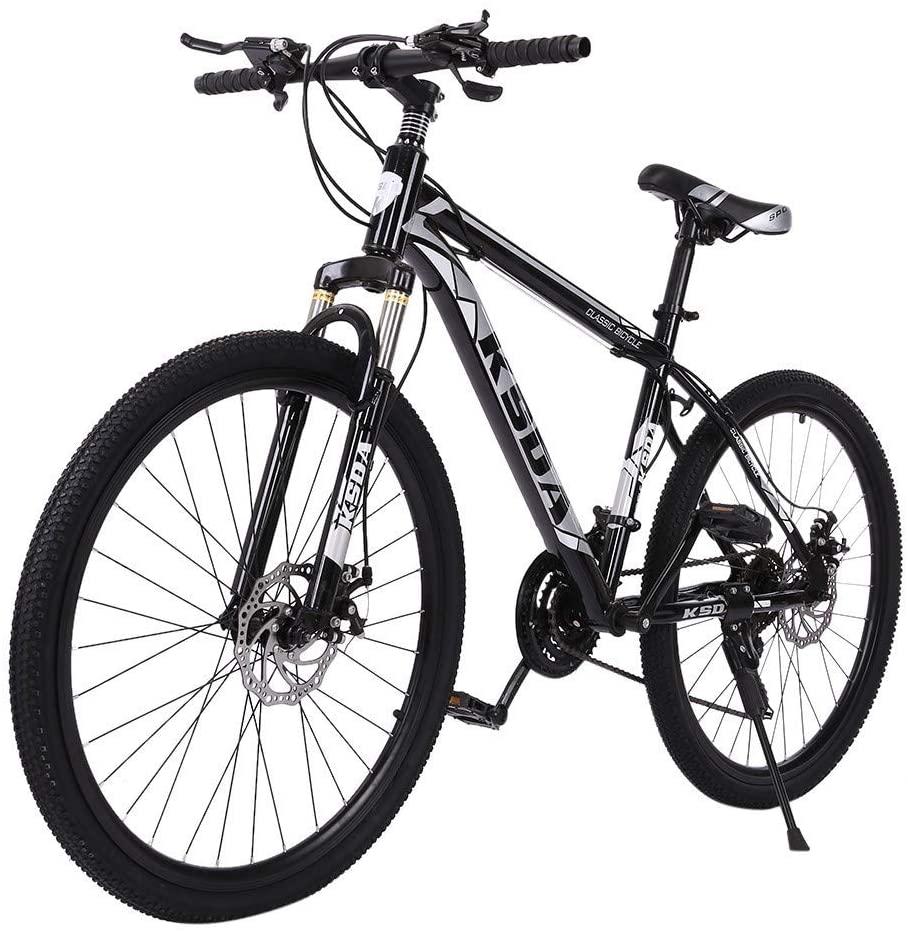 26 Inch Mountain Bike,21 Speed Bicycle with Full Suspension, Adult Road Offroad City Bike, Full Suspension MTB Cycling Road Racing with Anti-Slip Double Disc Brake for Men Women [US in Stock]