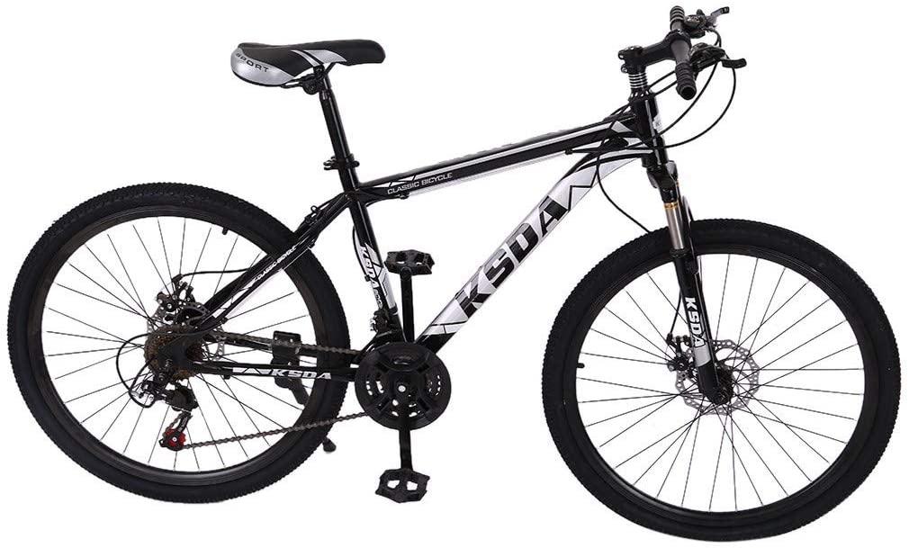 Road/Adult/Mens/Womens/GirlsBoy Mountain Bike, Aluminum Frame Bike with Linear Pull Brakes,Full Suspension| 26 Inch All-Terrain Bicycle with Front Suspension Adjustable Seat (Black)