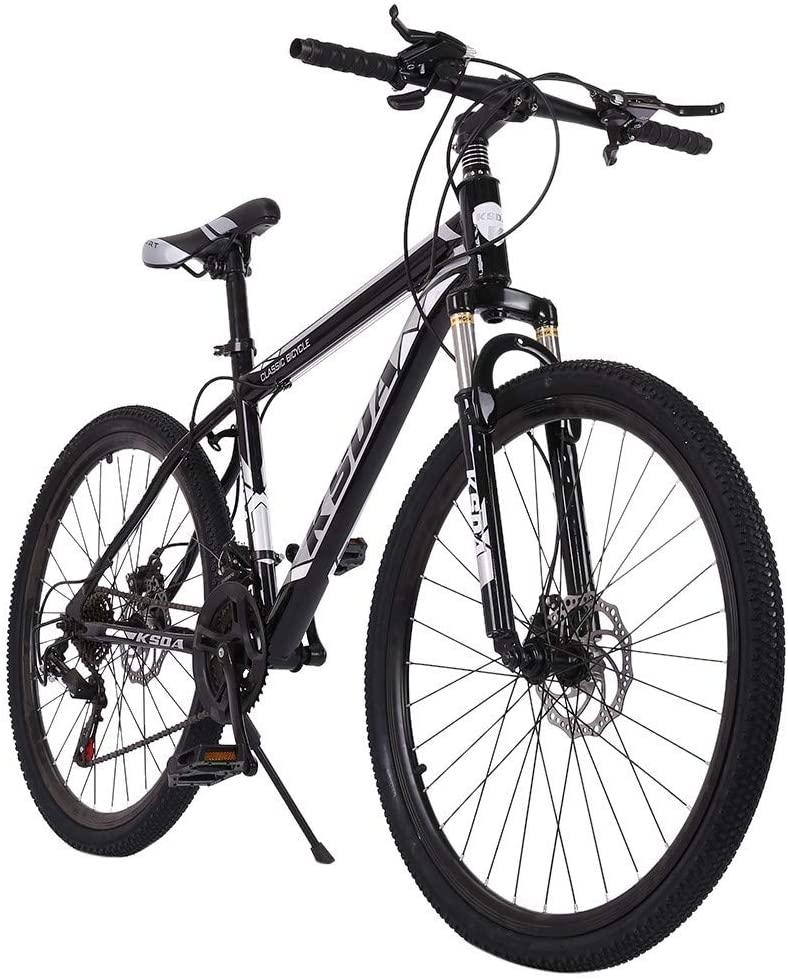 26 Inch Mountain Bike,21 Speed Bicycle with Full Suspension, Adult Road Offroad City Bike, Full Suspension MTB Cycling Road Racing with Anti-Slip Double Disc Brake for Men Women [US in Stock]