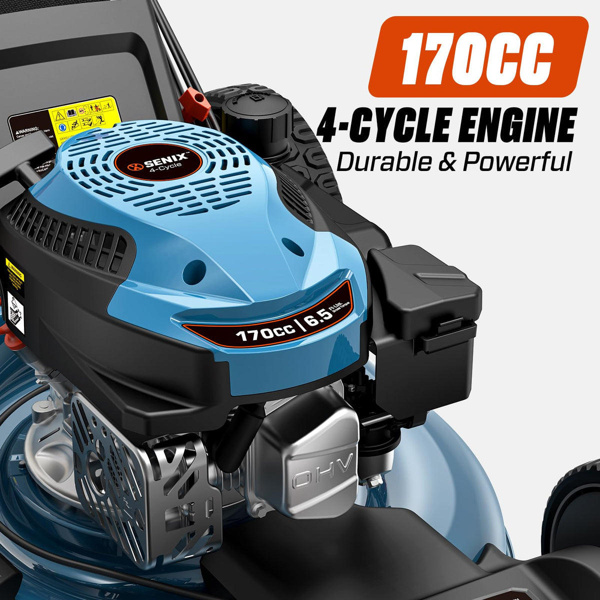 21'' Self-Propelled Gas Lawn Mower (FWD), 170 cc 4-Cycle Engine 3.8 HP, 3-in-1 (Bagging/Mulching/Side Discharge), 6-Position Cutting Height Adjustment, 1.7 Bushels Grass Bag