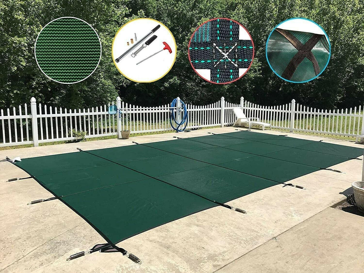 benarome swimming pool cover 16' x 32' safety pool cover for in-ground pool