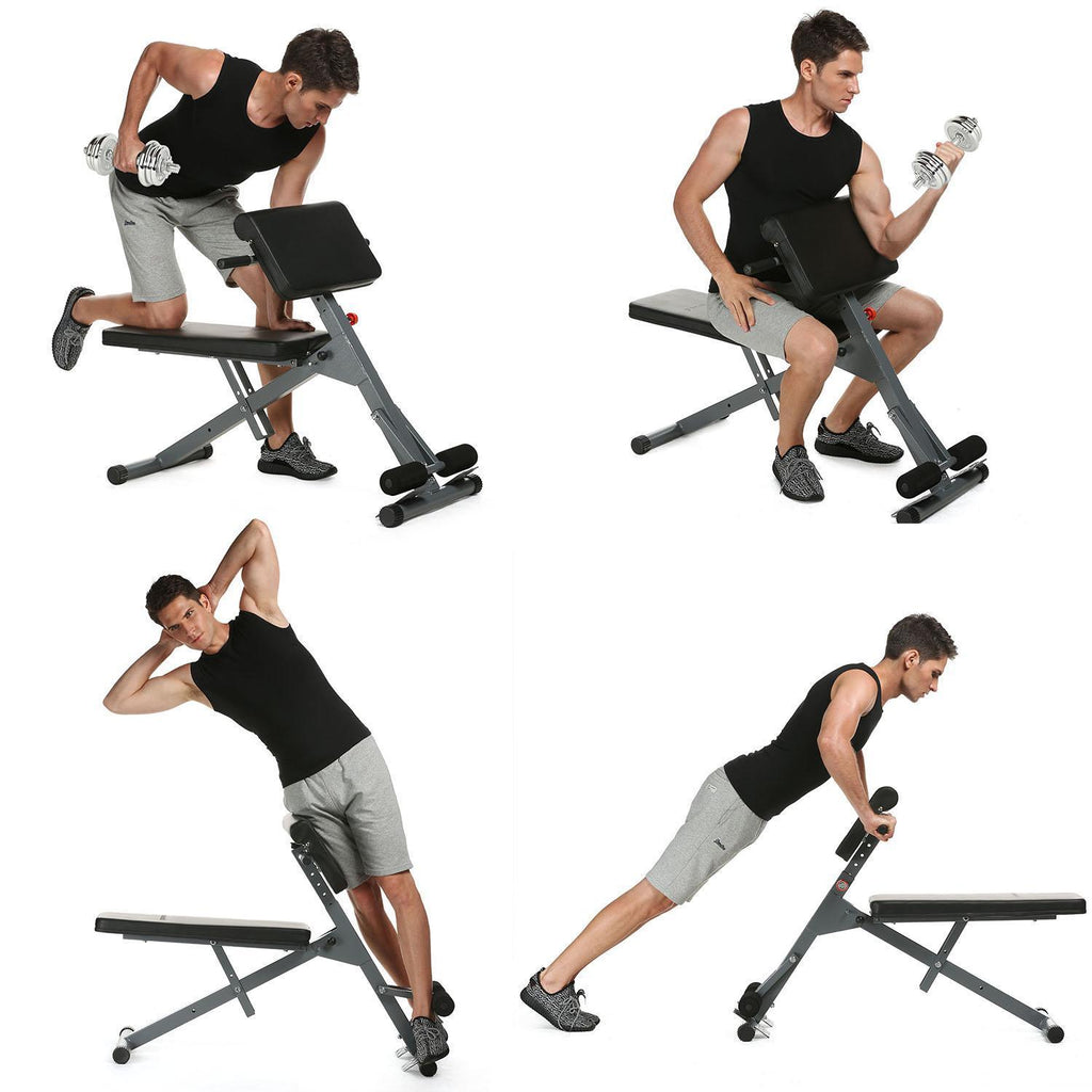 Abdominal /Hyper Back Extension Bench, Fitness Multi- Workout Adjustable Commercial Stamina Pro Ab Core Strength Bench BTC
