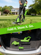 800W Brushless Cordless Weed Wacker with Wheels, Up to 20,000 RPM, 12" 4-in-1 String Trimmer, Weed Eater, Lawn Edger, Mini Mower &amp; Brush Cutter, Foldable, 2×21V 4.0Ah Batteries, Up to 120 Min Runtime