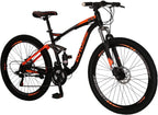 EUROBIKE OBK E7 Mountain Bike 21 Speed Bicycle 27.5” Full Suspension Mens Bikes Daul Disc Brakes MTB (Orange)