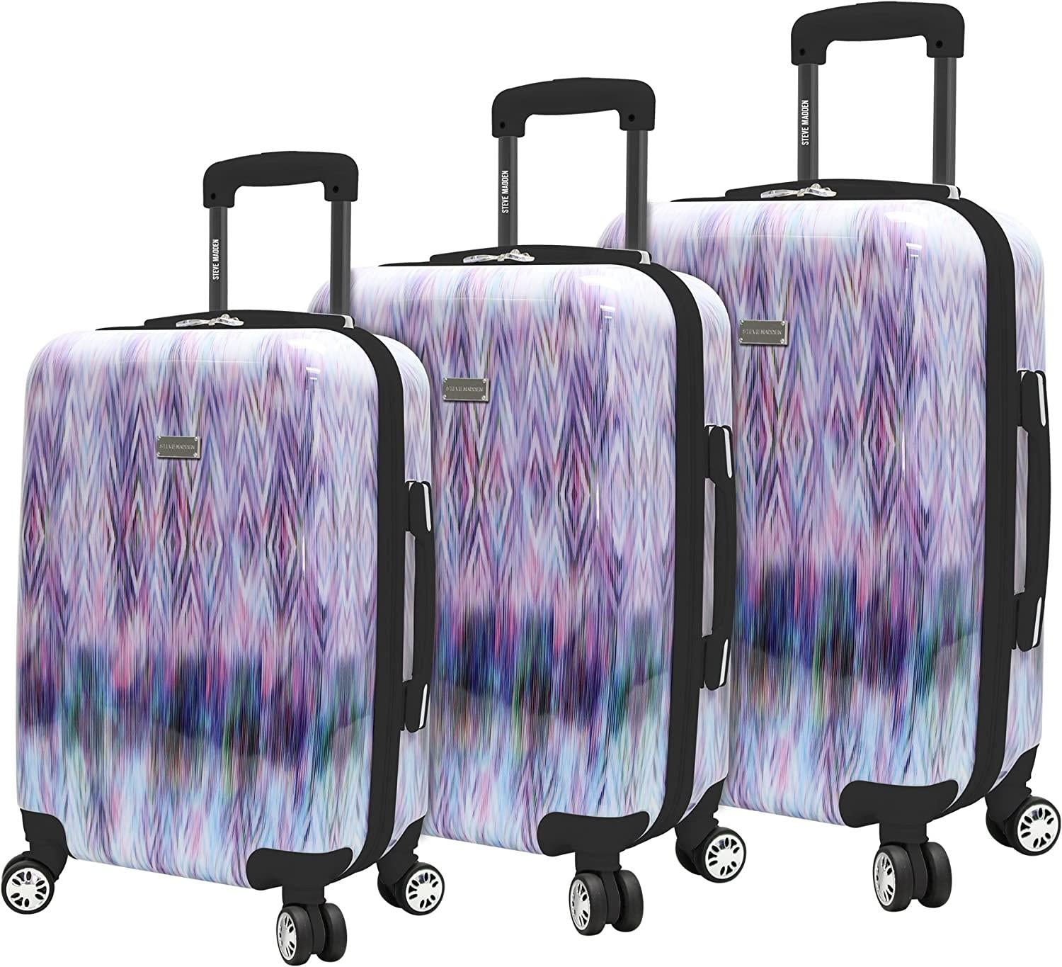 Luggage Collection - 3 Piece Hardside Lightweight Spinner Suitcase Set - Travel Set includes 20 Inch Carry On, 24 inch and 28 Inch Checked Suitcases (Diamond)