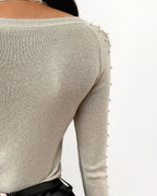 beaded design long sleeve sweater