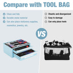12.5" Mini Metal Tool Box with 2 Drawers | Open Top Storage, Cold Rolled Steel, Small Tool Chest, PVC Liners, PP Feet Pads, Drawer Liners & Magnetic Tabs