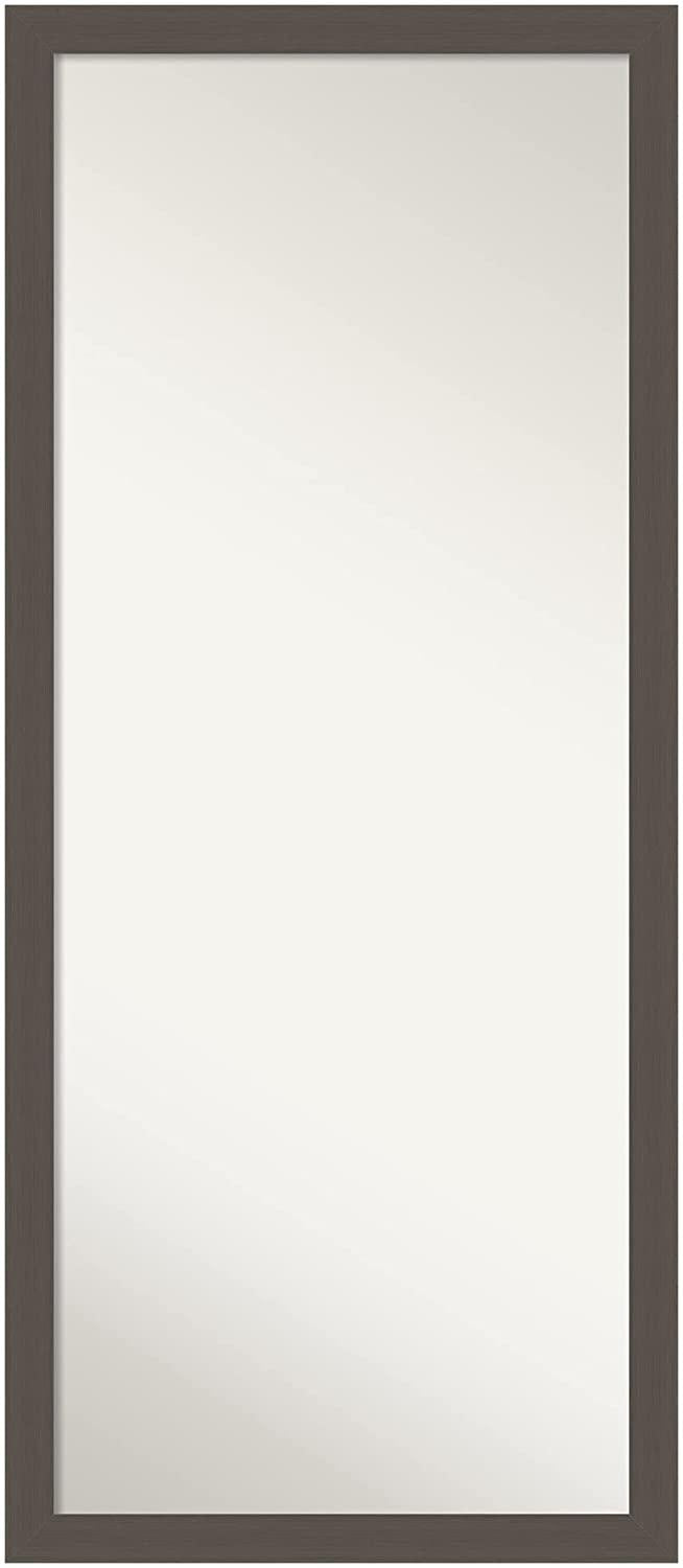 Amanti Art Full Length Mirror (63.5 x 27.5 in.), Brushed Pewter Frame - Floor Mirror, Full Body Mirror - Silver