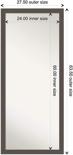 Amanti Art Full Length Mirror (63.5 x 27.5 in.), Brushed Pewter Frame - Floor Mirror, Full Body Mirror - Silver