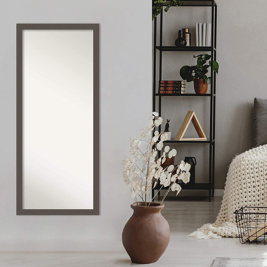 Amanti Art Full Length Mirror (63.5 x 27.5 in.), Brushed Pewter Frame - Floor Mirror, Full Body Mirror - Silver