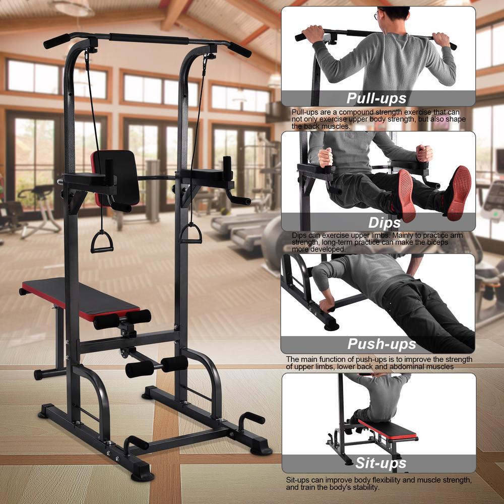 Pull Up Bar Power Tower Adjustable Height for Indoor Home Gym Fitness