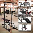 Hemousy Multifunctional Fitness Rack, Workout Dip Station Sit up Bench Adjusting Height Home Gyms Pull Up Dip Station Black