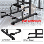 Hemousy Multifunctional Fitness Rack, Workout Dip Station Sit up Bench Adjusting Height Home Gyms Pull Up Dip Station Black