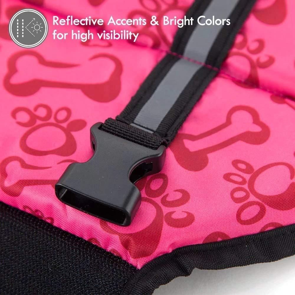 KDKDA Dog Jackets for Winter Windproof Waterproof Reversible Dog Coat for Cold Weather British Style Plaid Warm Dog Vest for Small Medium LarDogs Dog Buoyancy Aid Life Jacket Reflective Safety Vest