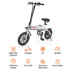 Gorpore 14 In. Portable Folding Electric Bike, Adjustable with LED Headlight 5 Mode Dual Brake, Pedal Assist 250W Powerful Brushless Motor, LarCapacity Battery for Daily Commute