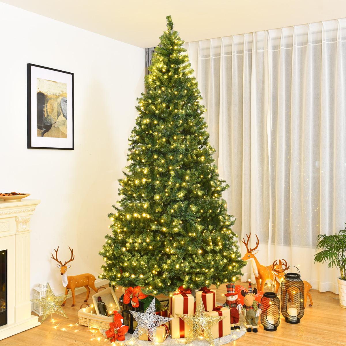 Costway 9Ft Pre-Lit Artificial Christmas Tree Hinged 1000 LED Lights
