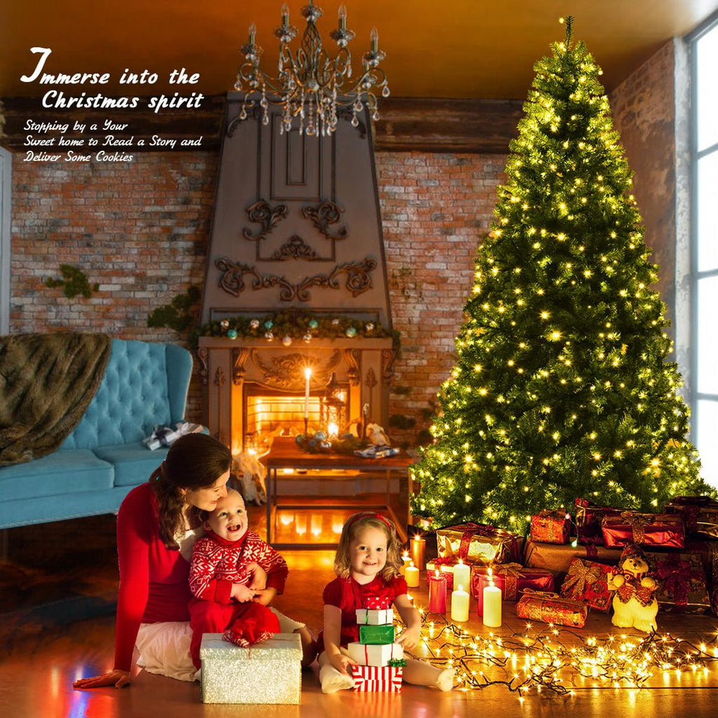 Costway 9Ft Pre-Lit Artificial Christmas Tree Hinged 1000 LED Lights