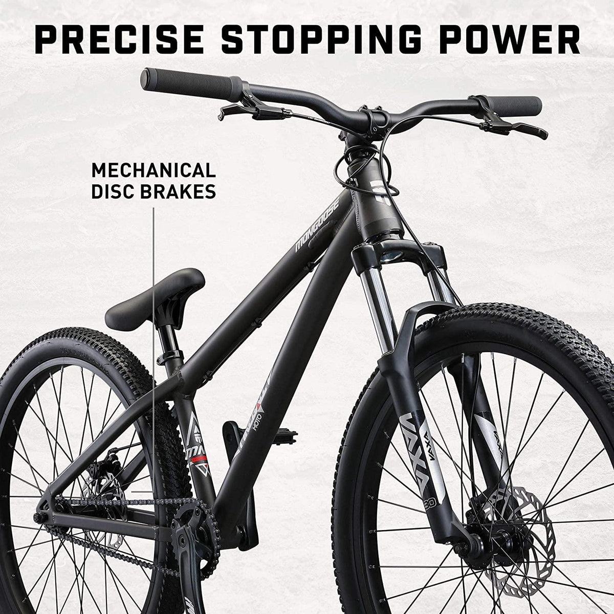 Mongoose Fireball Dirt Jump Mountain Bike, 26-Inch Wheels, Mechanical Disc Brakes
