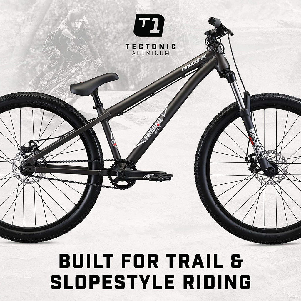 Mongoose Fireball Dirt Jump Mountain Bike, 26-Inch Wheels, Mechanical Disc Brakes