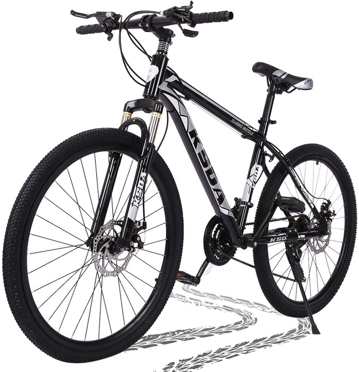 DREAMQJ 26 inch Mountain Bike for Men Women Carbon Steel Bicycle 21 Speed Bicycle Adult Mountain Bike Student Outdoors Unisex Bike Full Suspension MTB Bike for Cycling Mountain Bicycles (Black Gray)