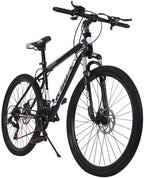 DREAMQJ 26 inch Mountain Bike for Men Women Carbon Steel Bicycle 21 Speed Bicycle Adult Mountain Bike Student Outdoors Unisex Bike Full Suspension MTB Bike for Cycling Mountain Bicycles (Black Gray)