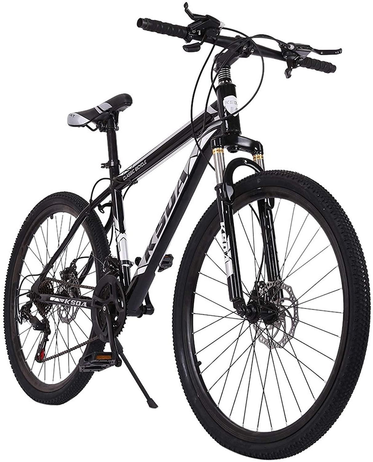 DREAMQJ 26 inch Mountain Bike for Men Women Carbon Steel Bicycle 21 Speed Bicycle Adult Mountain Bike Student Outdoors Unisex Bike Full Suspension MTB Bike for Cycling Mountain Bicycles (Black Gray)