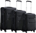 Softside Expandable Luggage sets with Spinner Wheels, Lightweight upright Suitcase with TSA Lock, Extra Large Rolling Luggage for Family Travel,nestable storage 3-Piece Set 20/24/28(black)