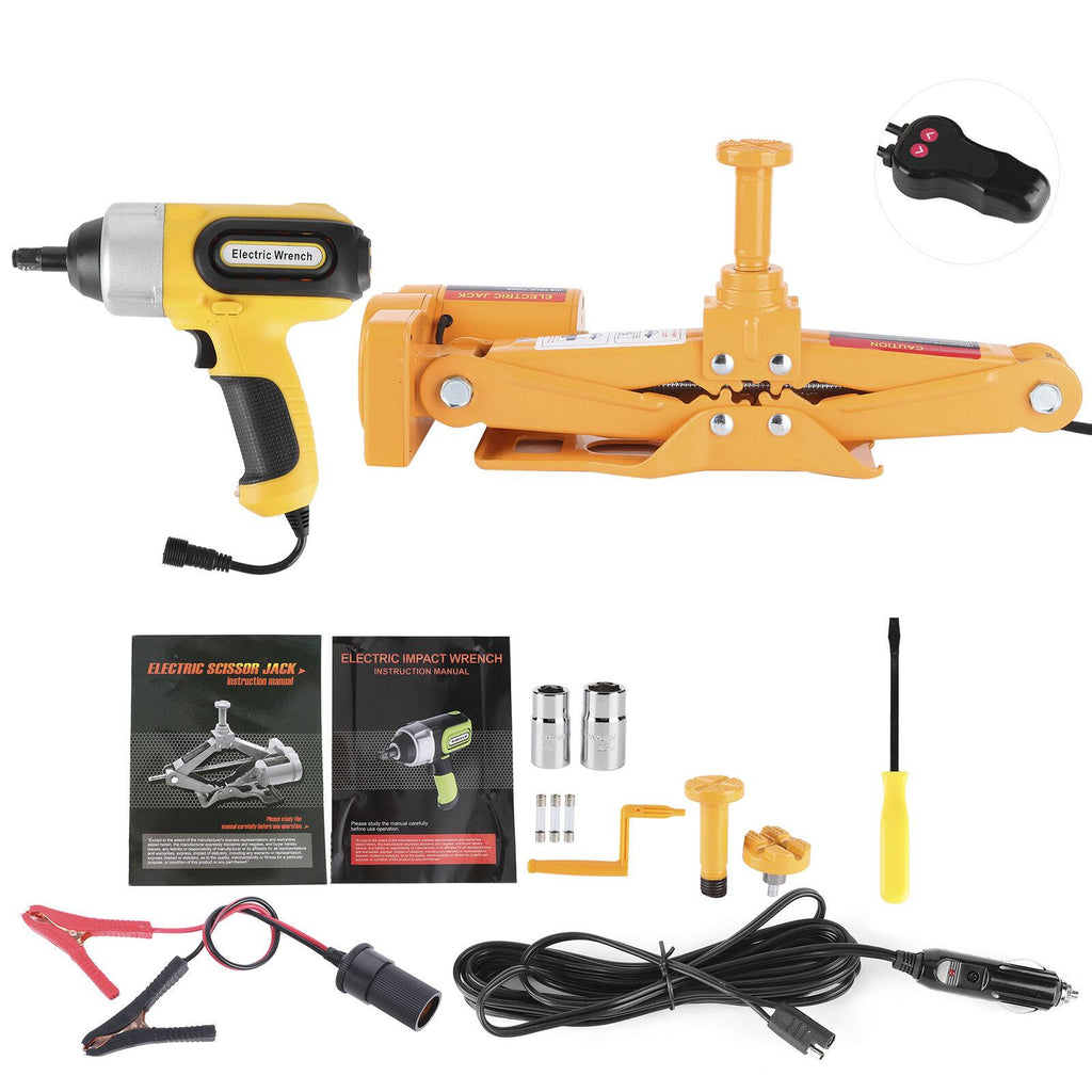 42cm 3 Ton Car Electric Scissor Jack Lift DC 12V Floor Lift Tire Repair Tool