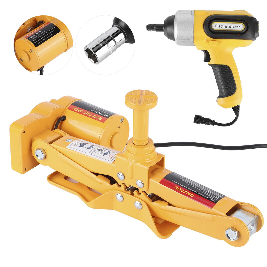 42cm 3 Ton Car Electric Scissor Jack Lift DC 12V Floor Lift Tire Repair Tool