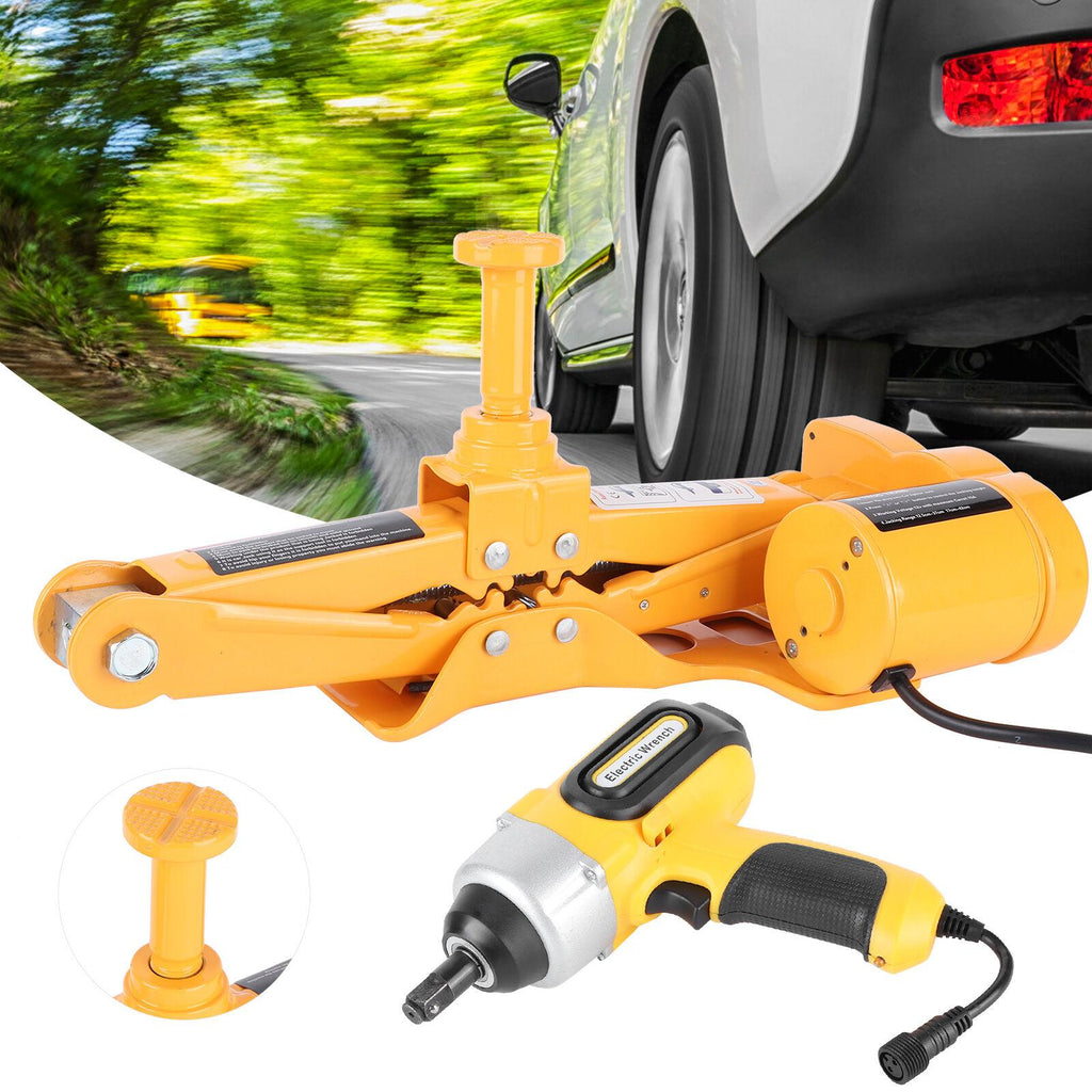 42cm 3 Ton Car Electric Scissor Jack Lift DC 12V Floor Lift Tire Repair Tool