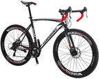 SDXC550 700C Adult Road Bike Steel Frame 54cm High Rim Wheel Dual Disc Brake 21 Speed Gear System Men Road Bicycle