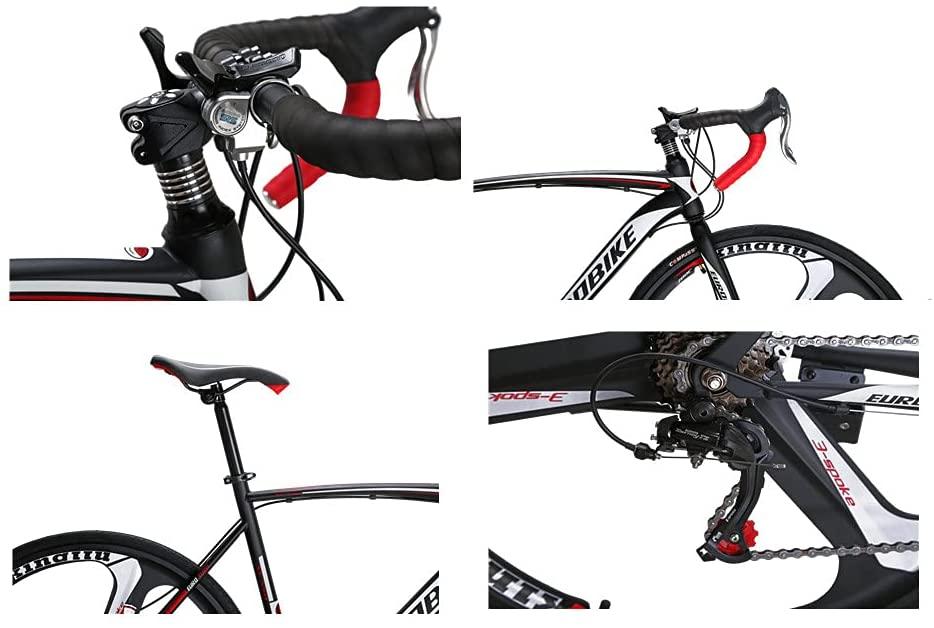 700C Road Bike XC550 54CM 3 Spoke Mag Wheel 21inch Steel Frame 21Speed Disc Brake Road Bicycle for Men BlackRed
