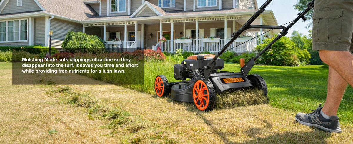 21" Self-Propelled Gas Lawn Mower with 170CC 4-Stroke Engine, 7 Cutting Heights, 3-in-1 Mulch/Bag/Discharge, 1.9-Bushel Grass Bag, EPA Compliant