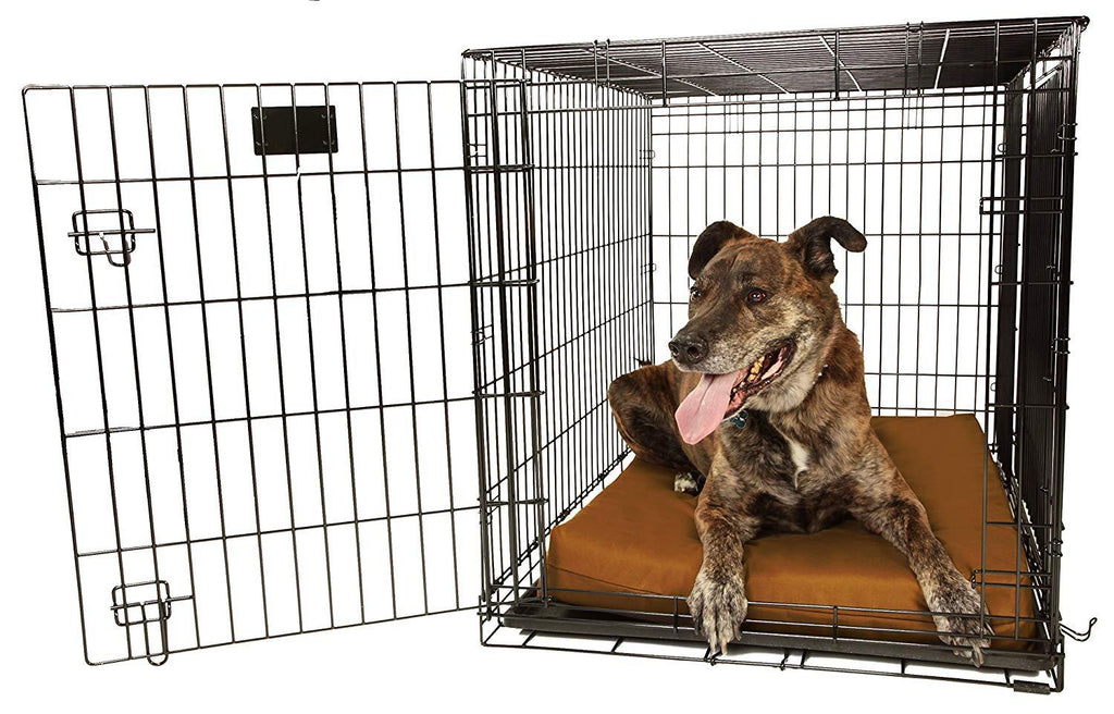 Orthopedic 4" Dog Crate Pad by Big Barker. Waterproof &amp; Tear Resistant. Thick, Heavy Duty, Tough, Washable Cover. Luxury Orthopedic Support Foam inside. Sized to perfectly fit inside standard crate sizes. Made in USA.