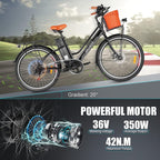 ANCHEER 26'' Electric Bicycle, Electric City Bike, Low Frame e-Bike with 36V/12.5 Ah Lithium Battery and 350W Powerful Motor, Step Through Commuter Ebike with Practical Basket for Woman Man