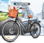 ANCHEER 26'' Electric Bicycle, Electric City Bike, Low Frame e-Bike with 36V/12.5 Ah Lithium Battery and 350W Powerful Motor, Step Through Commuter Ebike with Practical Basket for Woman Man