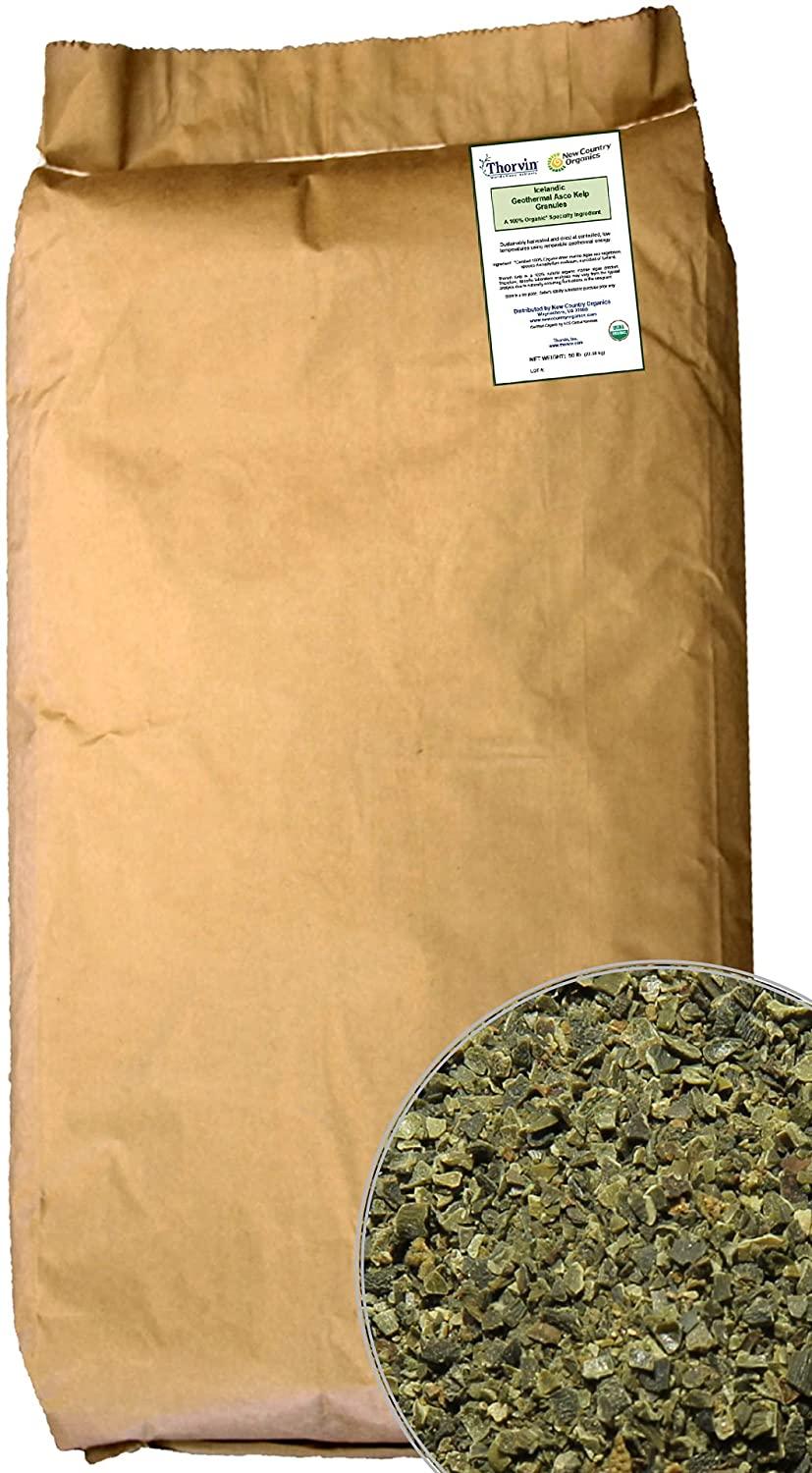 thorvin organic icelandic kelp meal - loaded with nutrients that support your livestock or pet &amp; a natural seaweed fertilizer for plants, 50lbs.