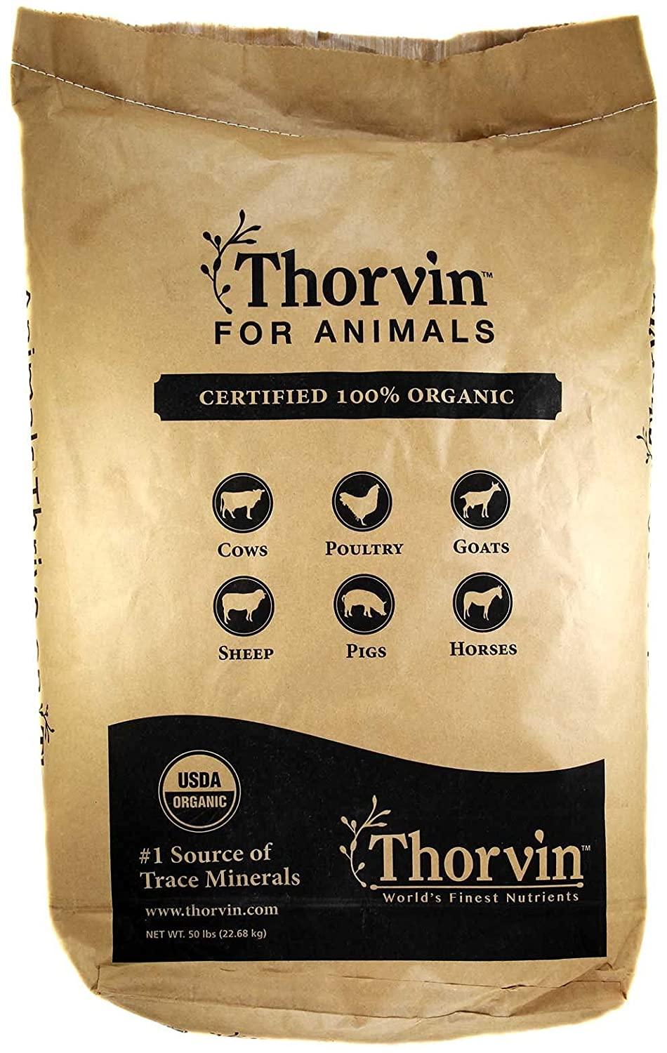 thorvin organic icelandic kelp meal - loaded with nutrients that support your livestock or pet &amp; a natural seaweed fertilizer for plants, 50lbs.