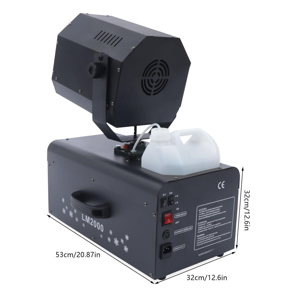 Miumaeov 2000W Snowflake Machine with Remote Control Low Noise Snow Effect Machine Portable Fake Snow Making Machine Stage Snow Machines for Parties