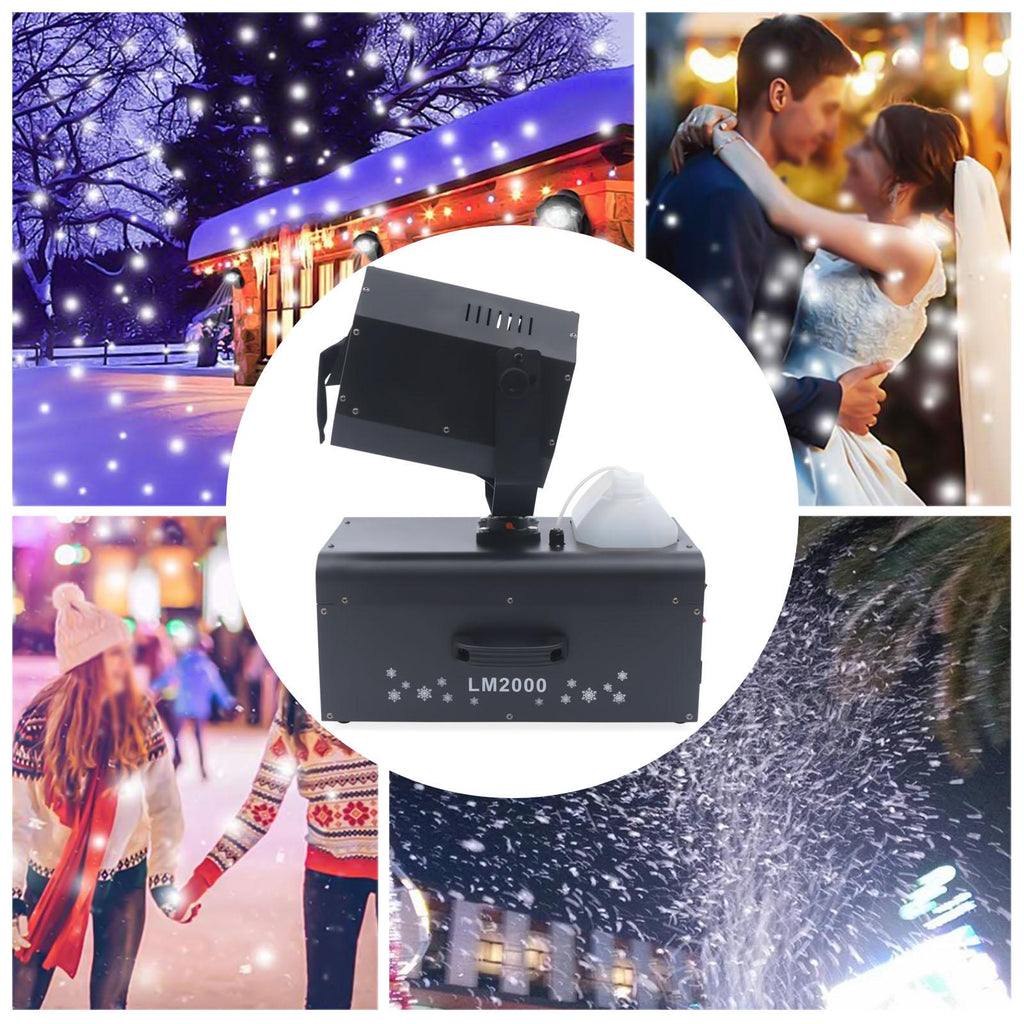 Miumaeov 2000W Snowflake Machine with Remote Control Low Noise Snow Effect Machine Portable Fake Snow Making Machine Stage Snow Machines for Parties