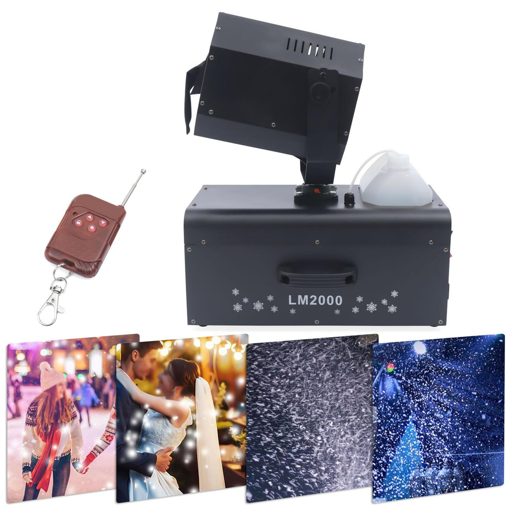 Miumaeov 2000W Snowflake Machine with Remote Control Low Noise Snow Effect Machine Portable Fake Snow Making Machine Stage Snow Machines for Parties
