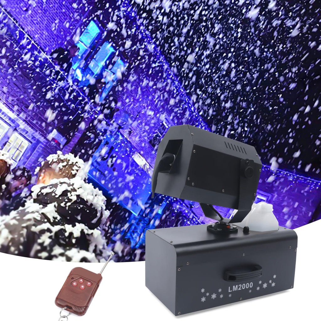 Miumaeov 2000W Snowflake Machine with Remote Control Low Noise Snow Effect Machine Portable Fake Snow Making Machine Stage Snow Machines for Parties