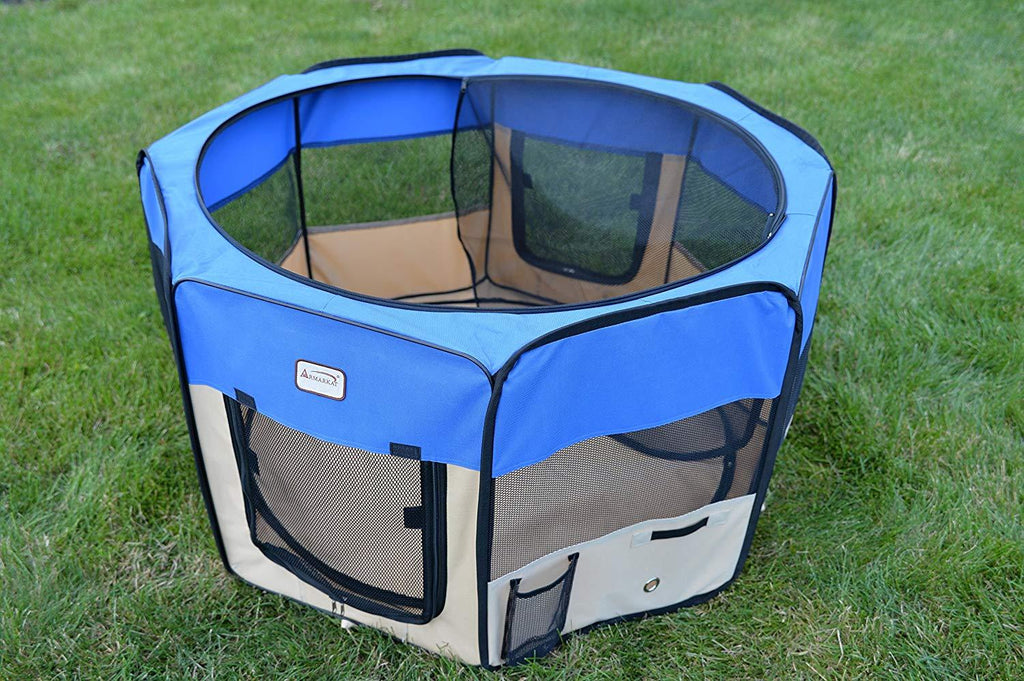 Armarkat PP001B Blue and BeiPortable Playpen