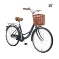 Preenex Girl Beach Cruiser Bike, Commuter Bicycle for Women, High-Carbon Steel Frame, Rear Racks, 26 In. Wheels, Blue