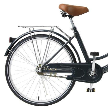 Preenex Girl Beach Cruiser Bike, Commuter Bicycle for Women, High-Carbon Steel Frame, Rear Racks, 26 In. Wheels, Blue